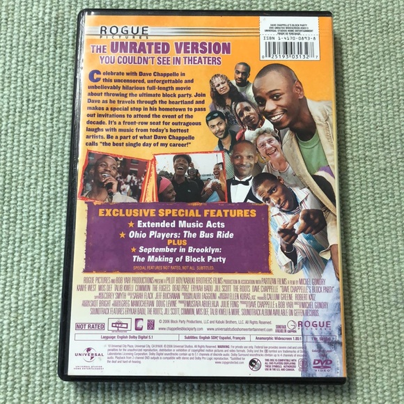 Dave Chappelle’s BLOCK PARTY DVD Wide Screen Unrated - Picture 2 of 4